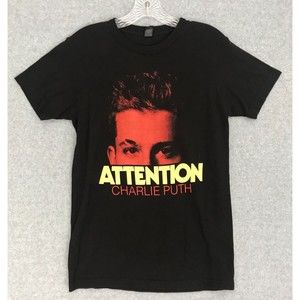 Charlie Puth Shirt Mens Small Attention Concert Tour Black Cotton Short Sleeve T
